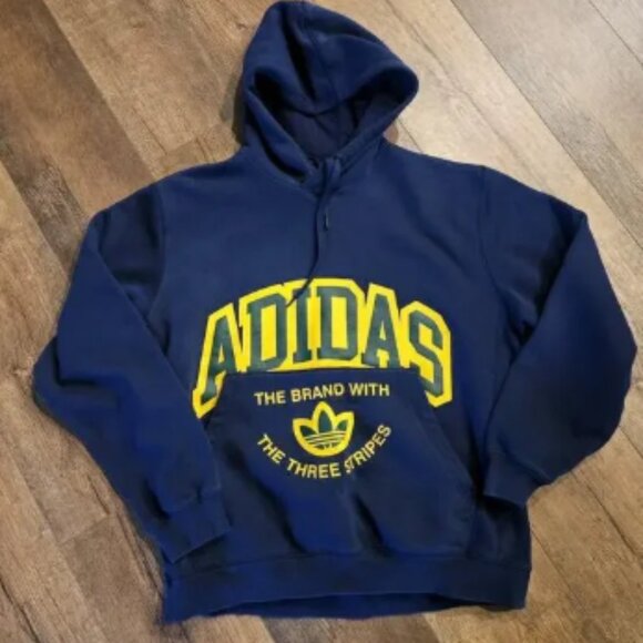 ADIDAS VRCT Hoodie Night Indigo Mens Sz Large Big Logo Navy Blue - Picture 1 of 7